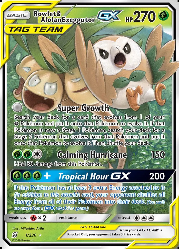 Image of the card Rowlet & Alolan Exeggutor GX