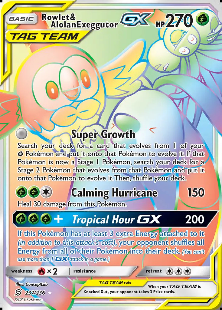 Image of the card Rowlet & Alolan Exeggutor GX